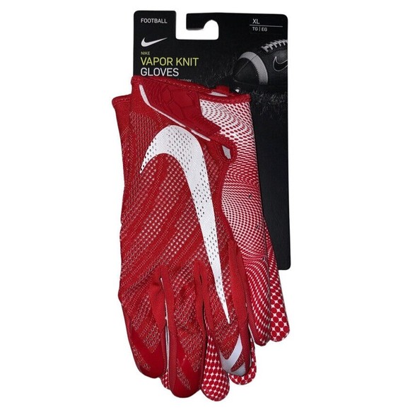 Nike Vapor Knit Magnigrip Football Gloves CJ9259-663 Red/White Size: XL - Picture 1 of 3